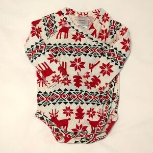 EUC Hanna Andersson Baby Holiday Christmas Reindeer Red and Green Bodysuit 6-12M